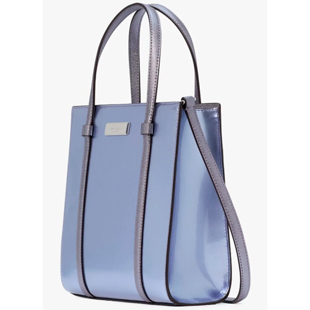 S Kate Spade Kenzie Patent Small Tote Bag KI956 Blue Candied Flower Purse NWT - Picture 3 of 9
